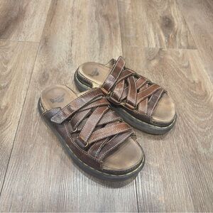 Dr. Martens Brown Leather Slide Sandals
